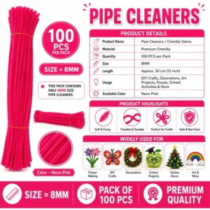 Premium Pipe Cleaners (Neon Pink)