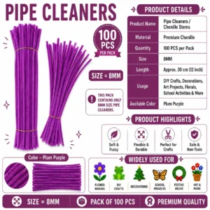 Premium Pipe Cleaners (Plum Purple)
